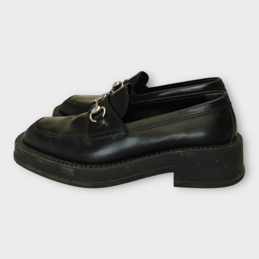 Gucci Black Horsebit Platform Loafers
