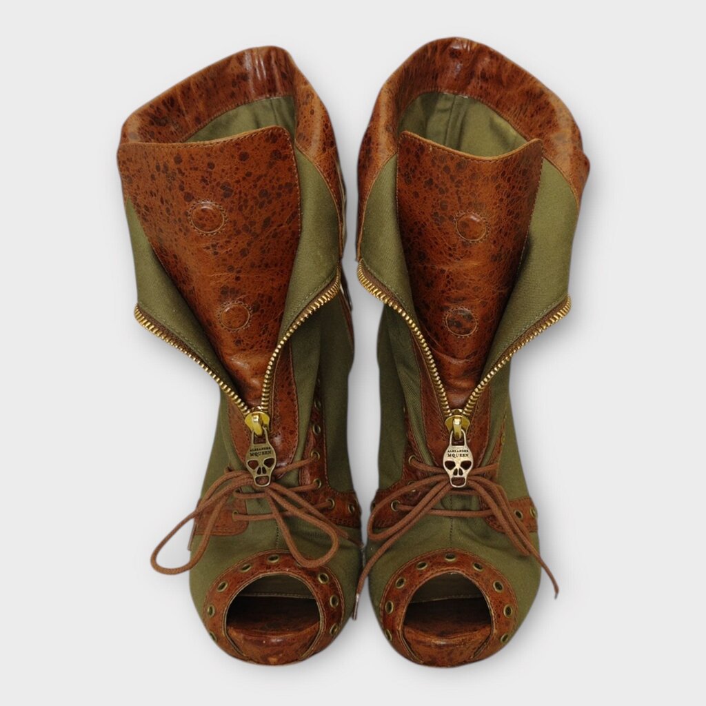 SS2010 Khaki & Brown Plato's Atlantis Bootie Stiletto