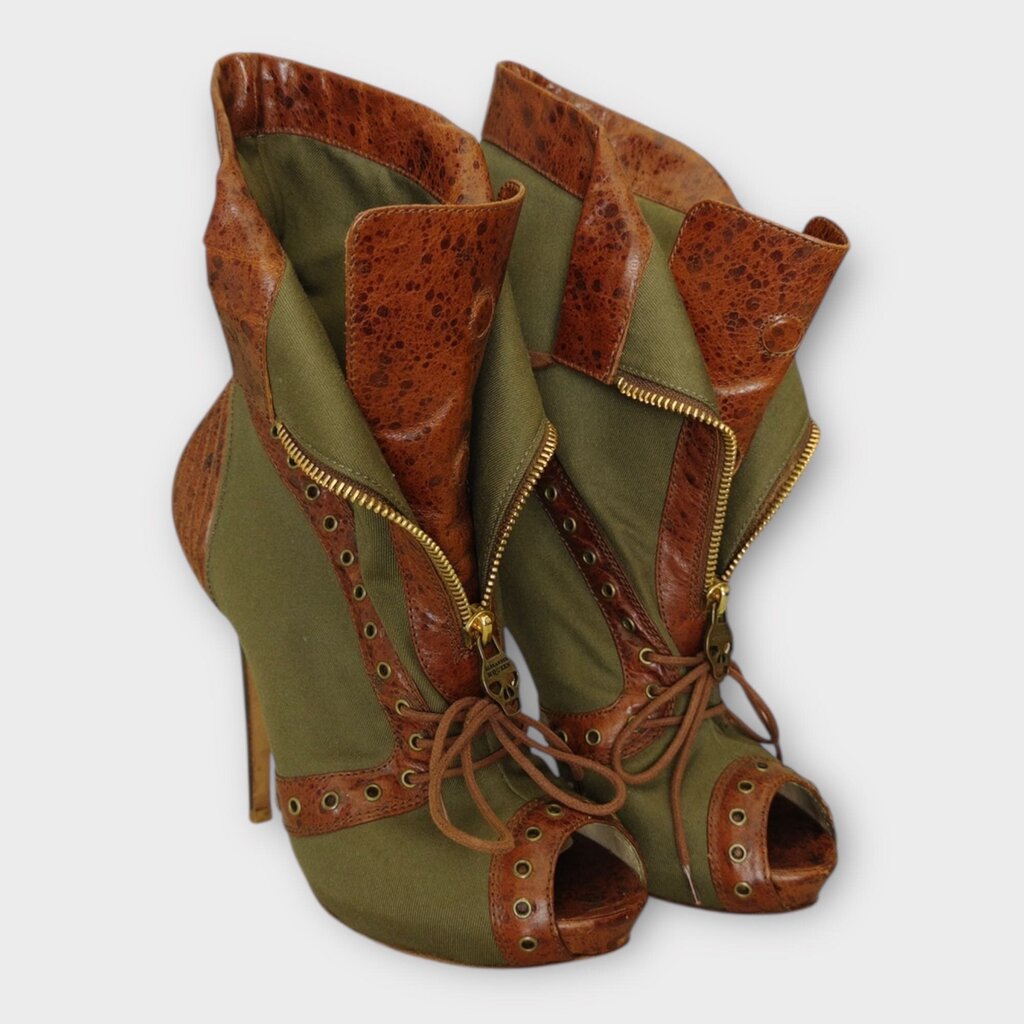 SS2010 Khaki & Brown Plato's Atlantis Bootie Stiletto