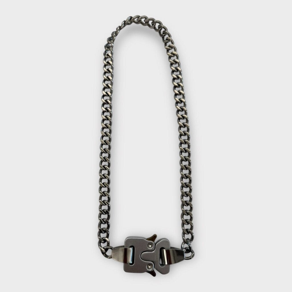 Silver Metal Buckle Necklace & Box