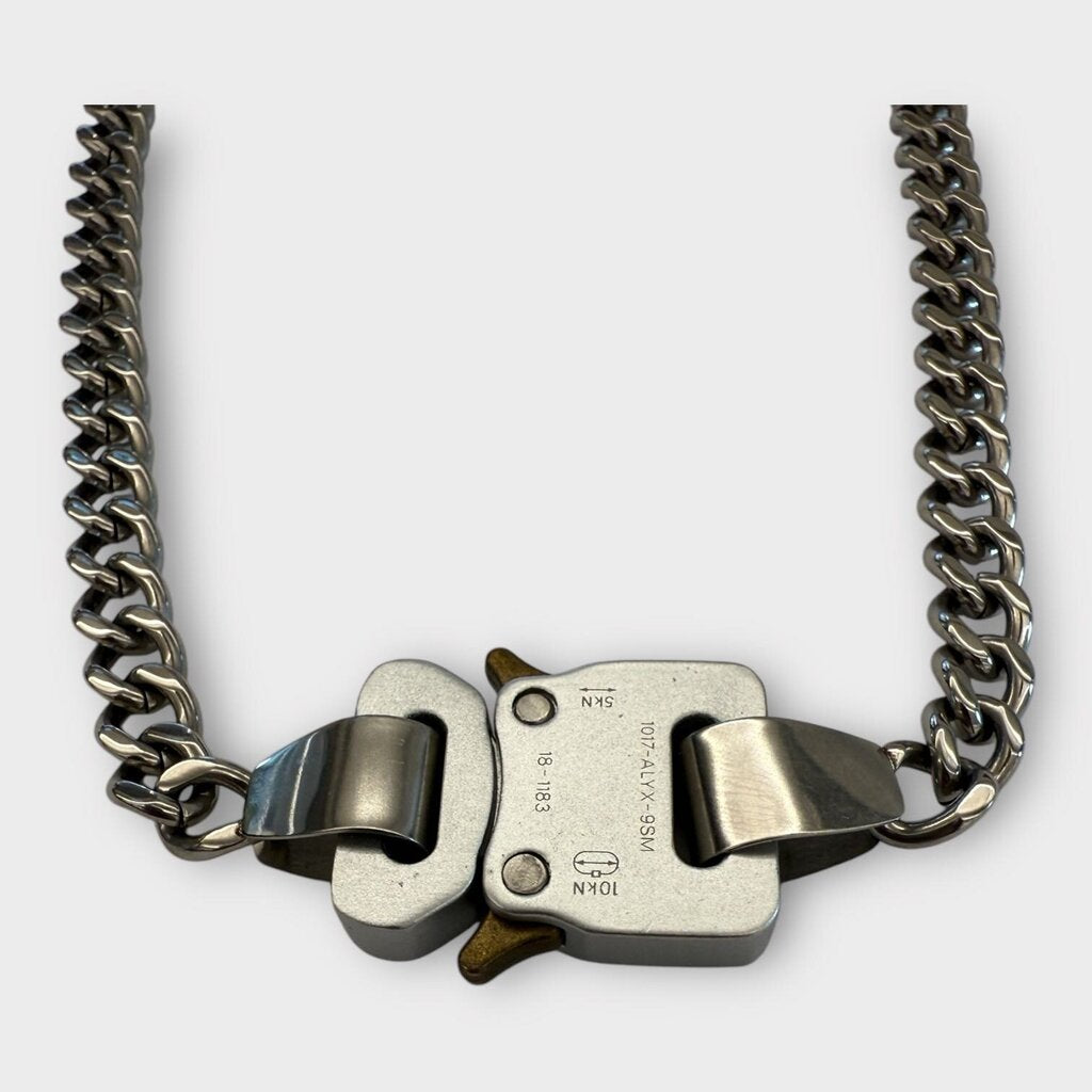 Silver Metal Buckle Necklace & Box