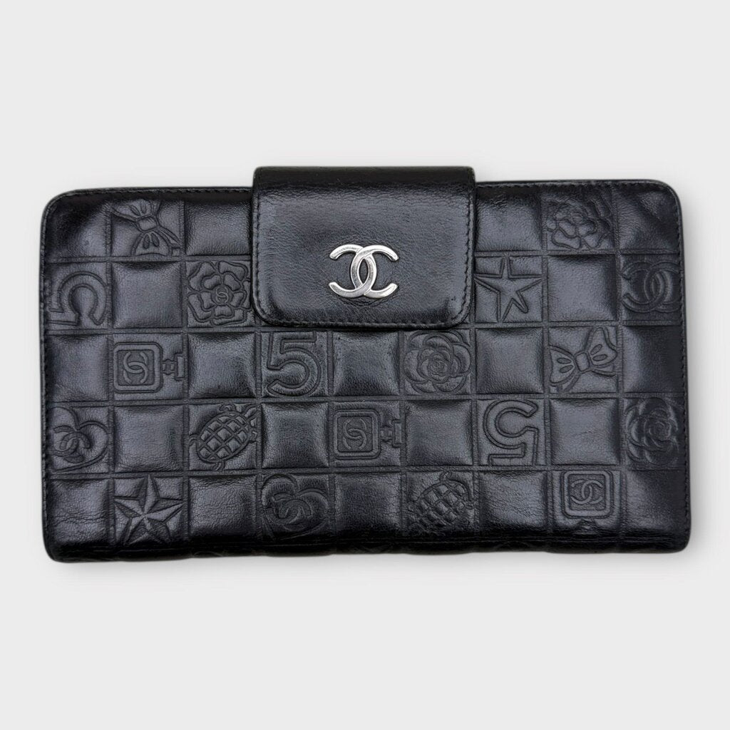 Black Embossed Silver Logo Wallet