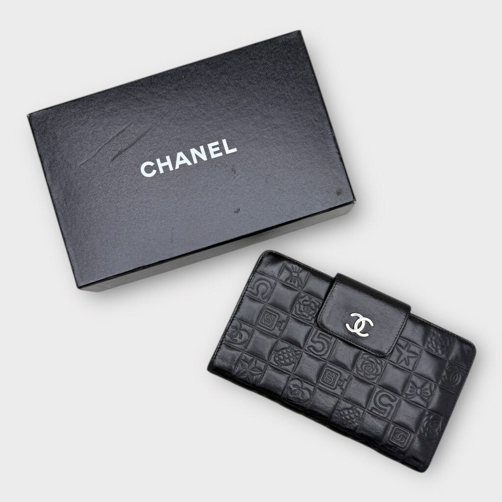 Black Embossed Silver Logo Wallet