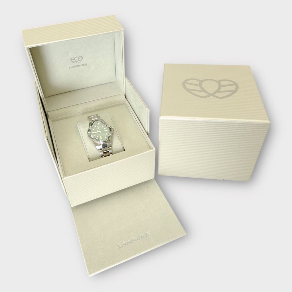 LAARVEE Silver & Green PEA001 Precision Steel Watch