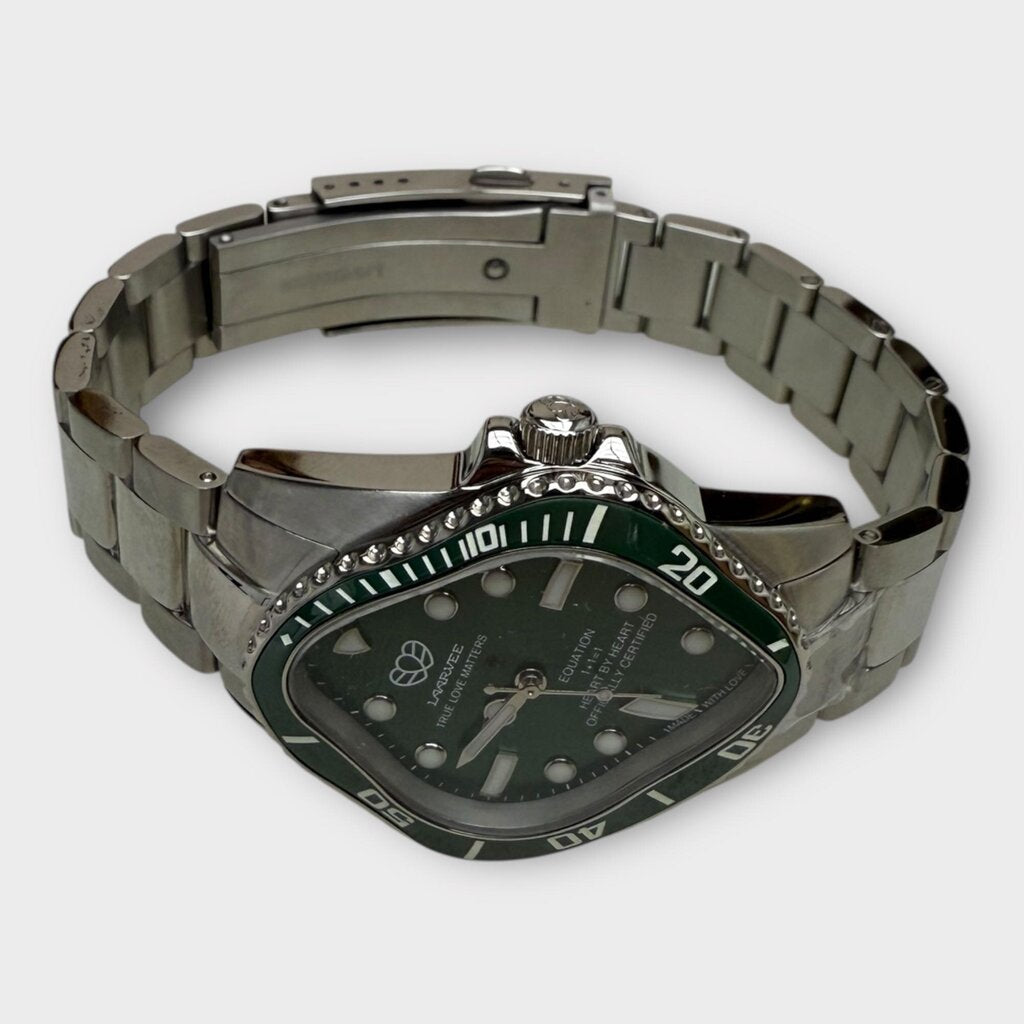 LAARVEE Silver & Green PEA001 Precision Steel Watch
