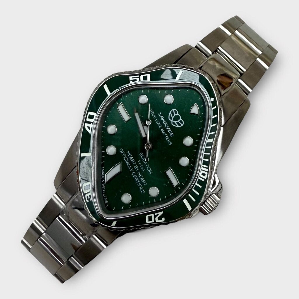 LAARVEE Silver & Green PEA001 Precision Steel Watch