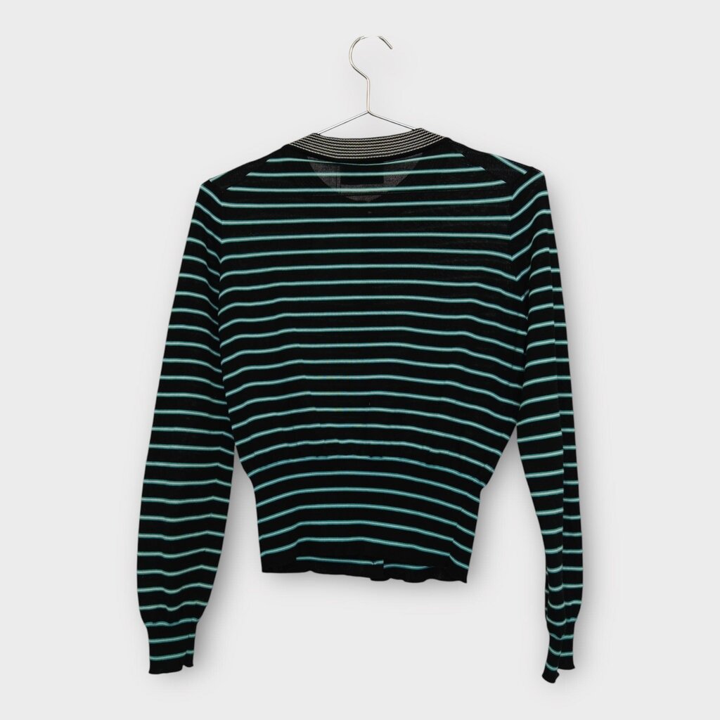 Black & Blue Fine Knit Stripe Cardigan