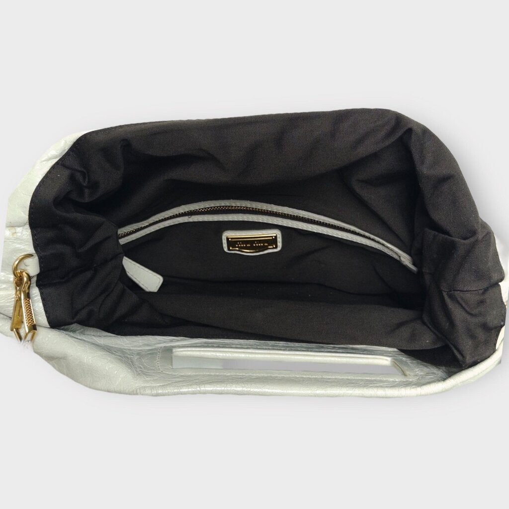 Cream Leather Fold-Over Tote