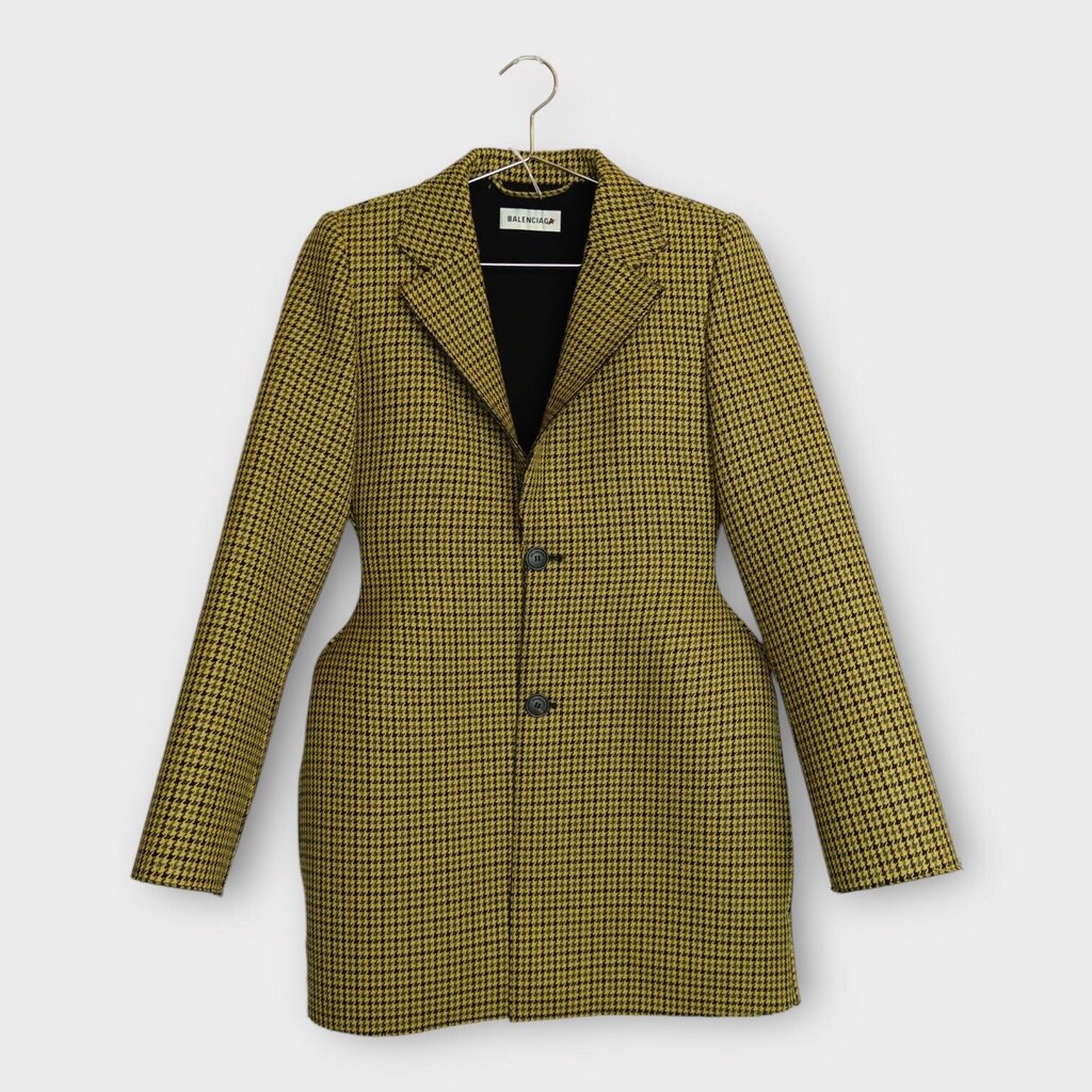 Yellow Houndstooth Hourglass Blazer