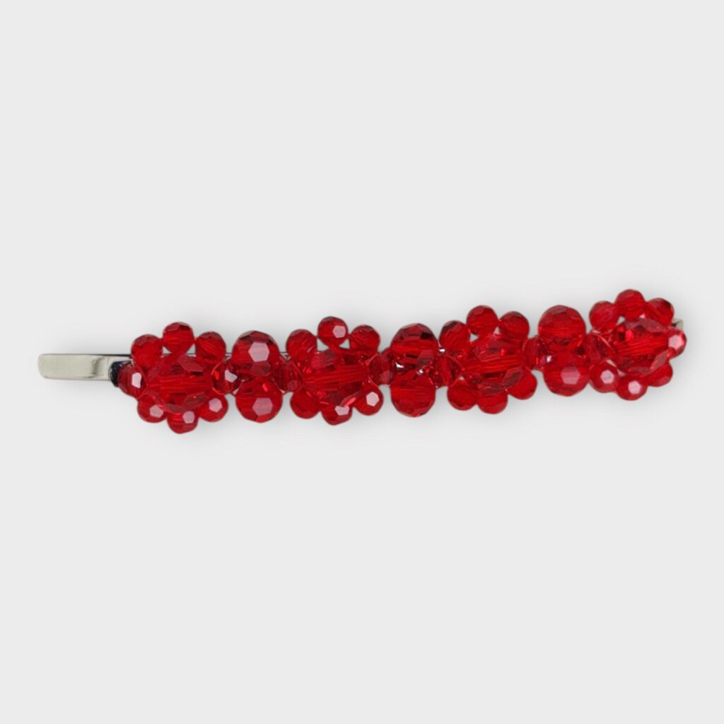 Red Crystal Flower Hair Clip
