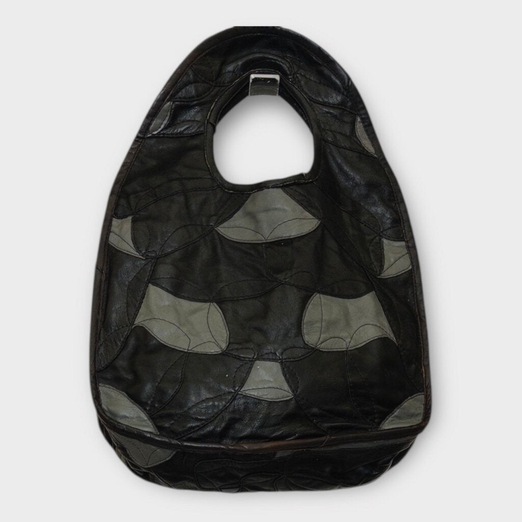 AXL Bazaar Black & Grey Leather Patchwork Handbag