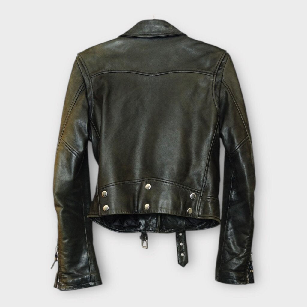 BLK DNM Black Leather Faded Moto Jacket