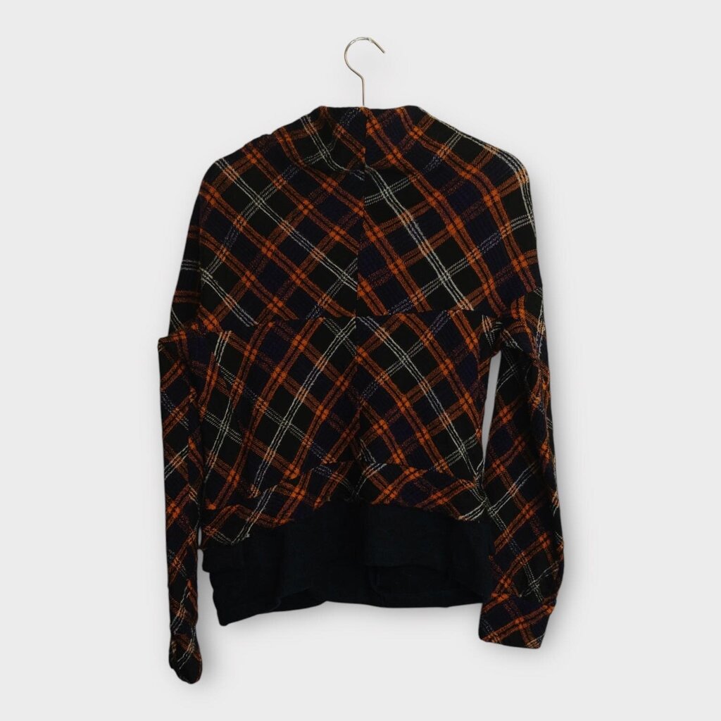 Black & Orange Plaid Knit Cardigan