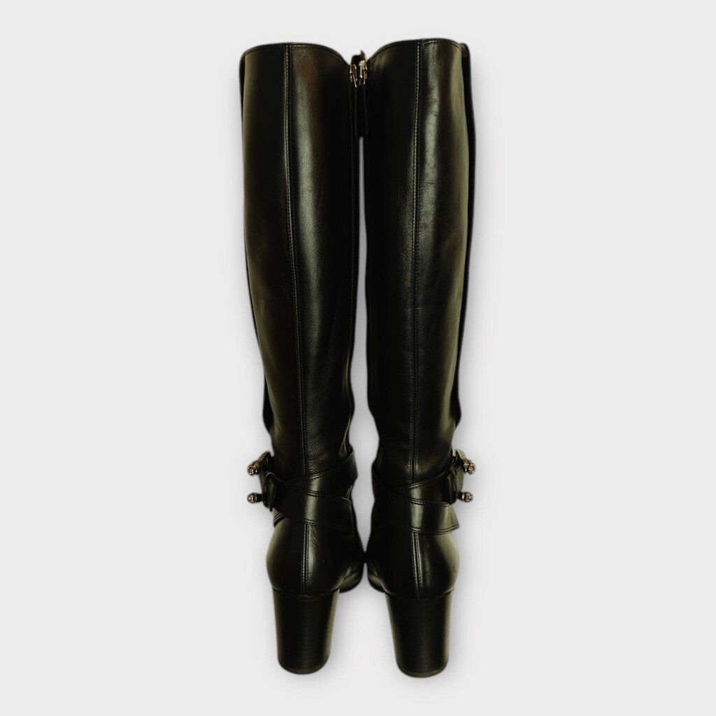 Black Leather Dionysus Knee High Boot