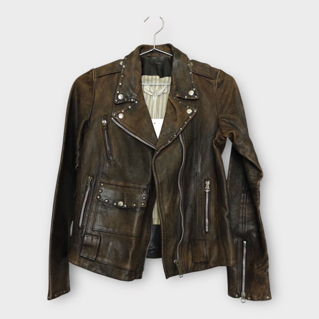 Brown Studded Leather Jacket