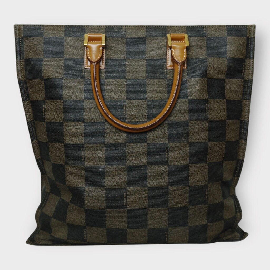 Brown Check Square Tote