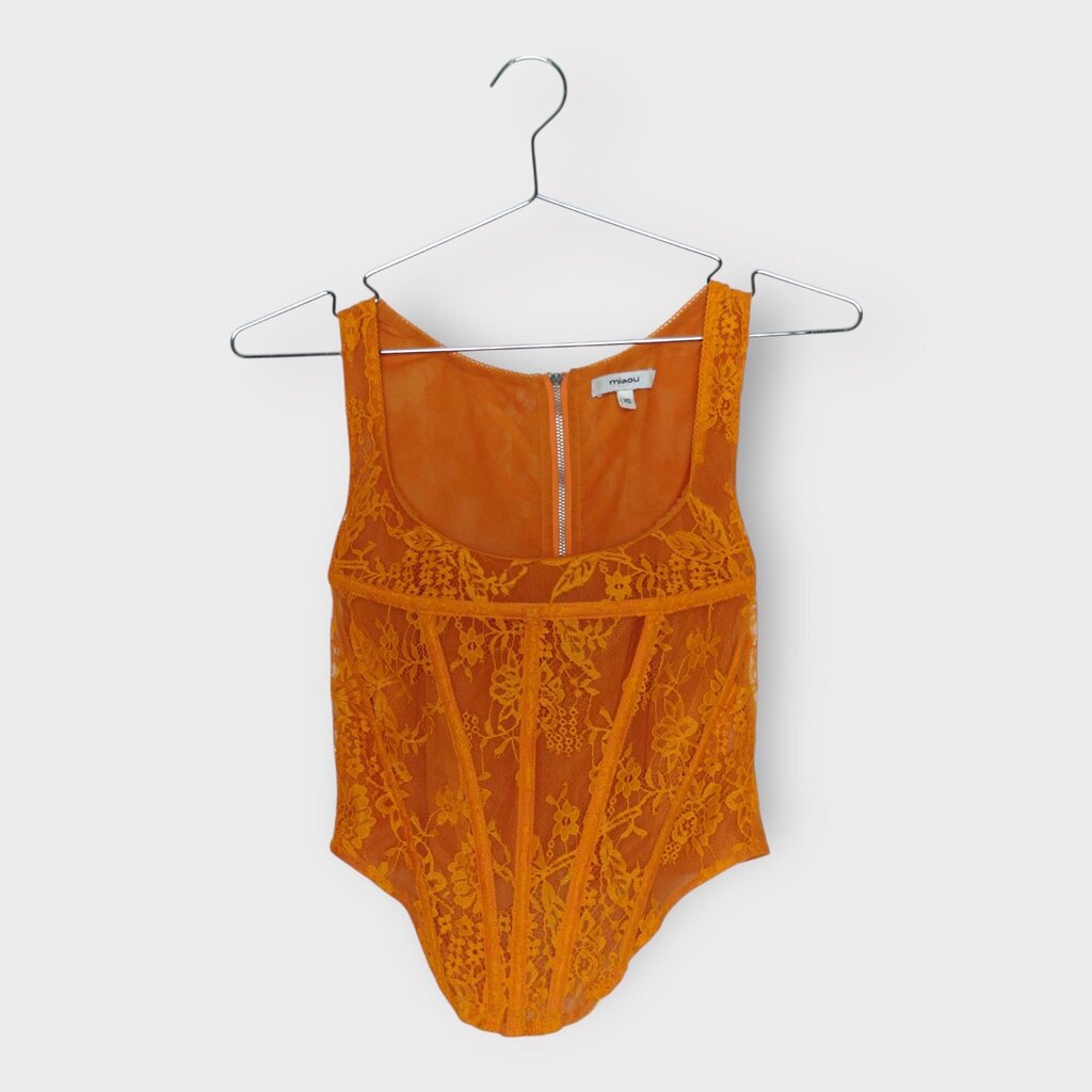 Bright Orange Floral Lace Corset