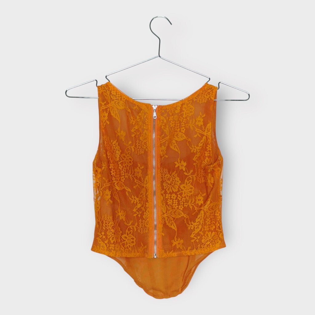 Bright Orange Floral Lace Corset