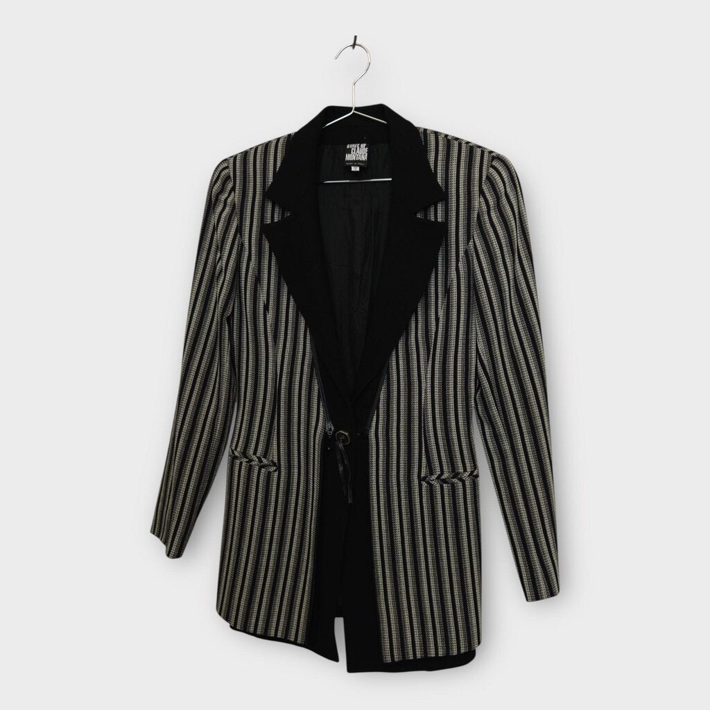 Black & White Stipe Convertible Blazer & Vest