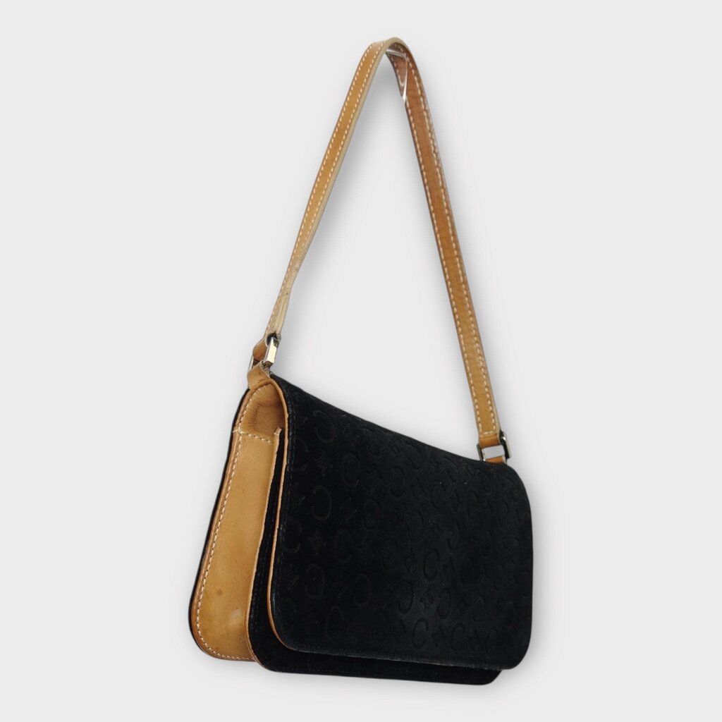 Black Suede Embossed Logo Mini
