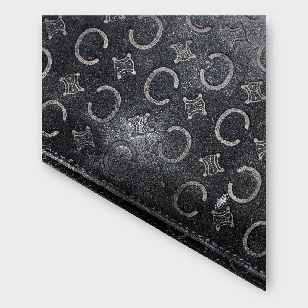 Black Suede Embossed Logo Mini
