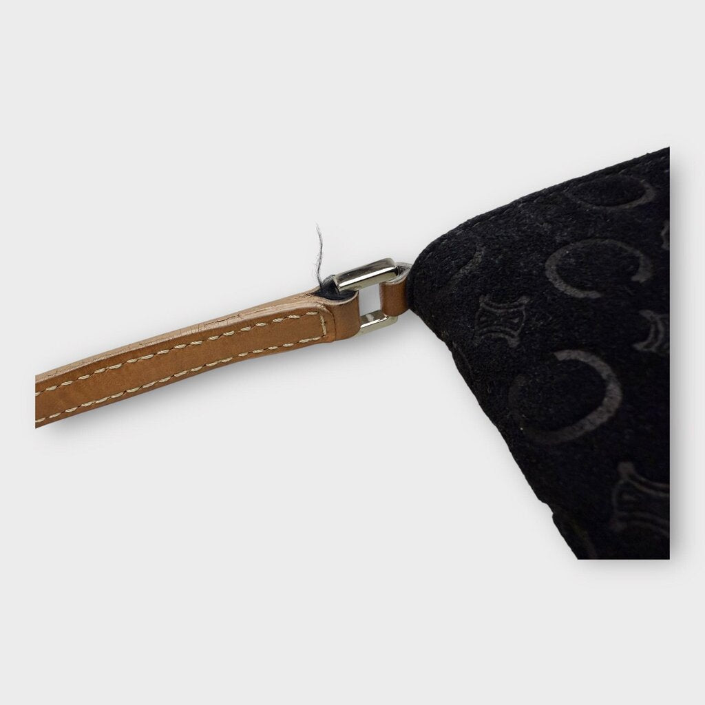 Black Suede Embossed Logo Mini