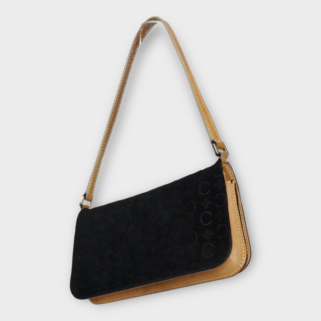 Black Suede Embossed Logo Mini