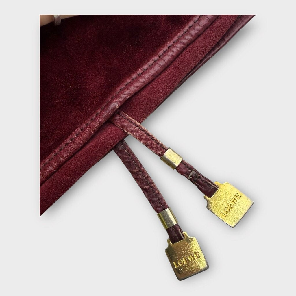 Red Suede Embossed Logo Flap Bag