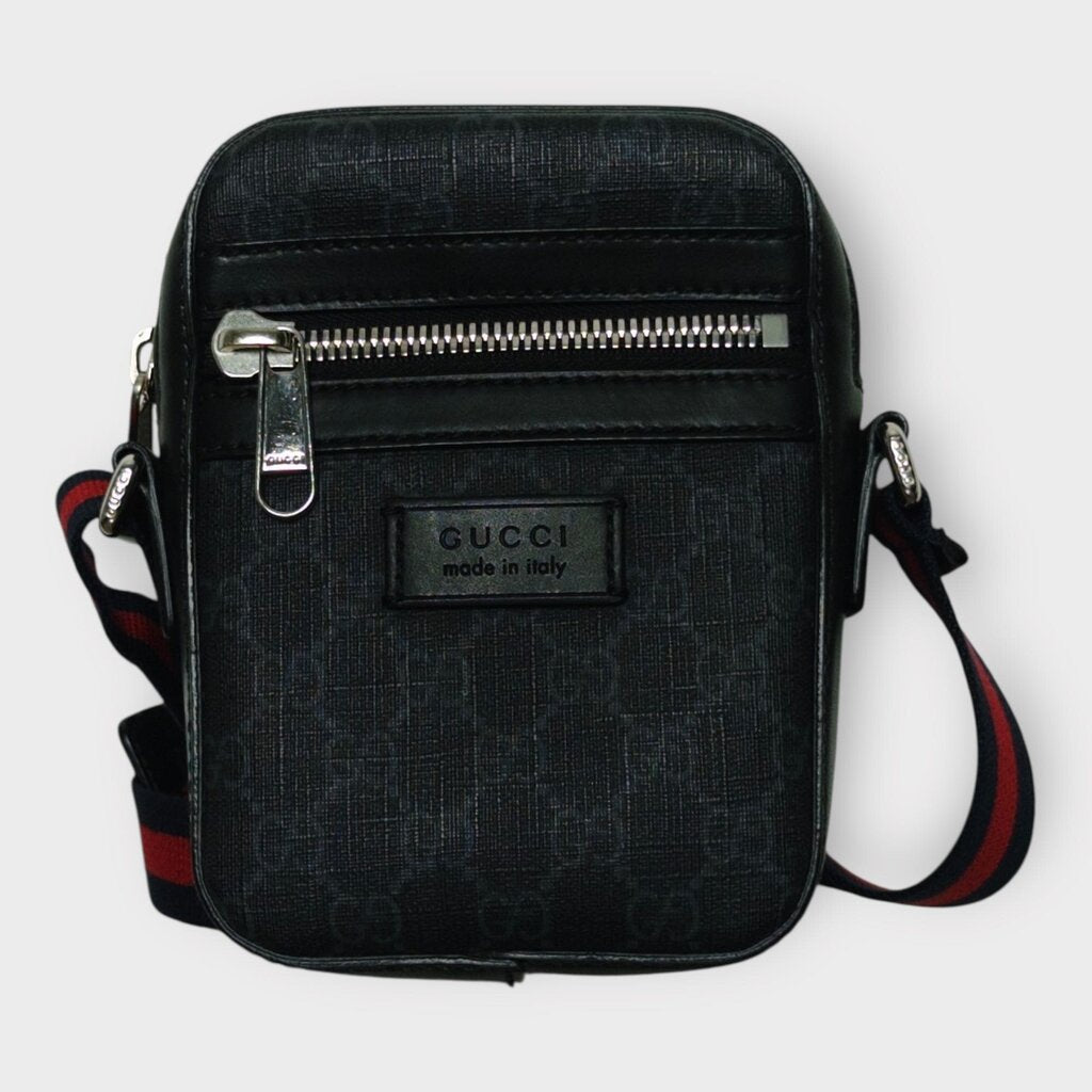 Black GG Supreme Web Messenger Crossbody Bag