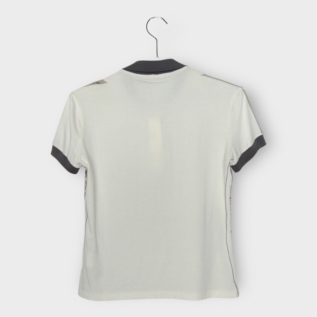 Grey White Black Newspaper Print Polo