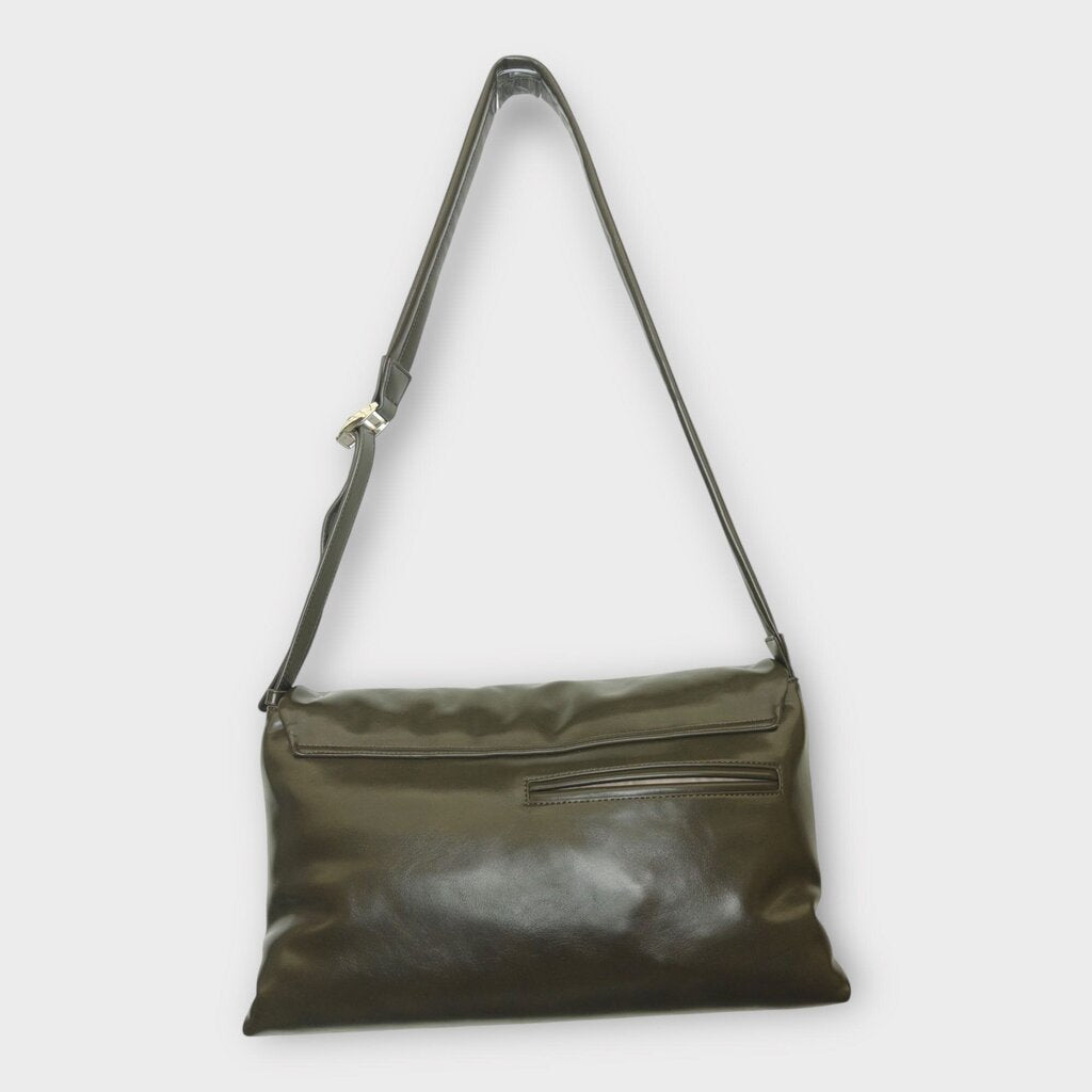 Green Brown Patent PU Leather Crossbody Bag & Dustbag