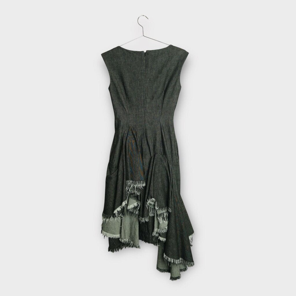 Black Raw Hem Denim Dress