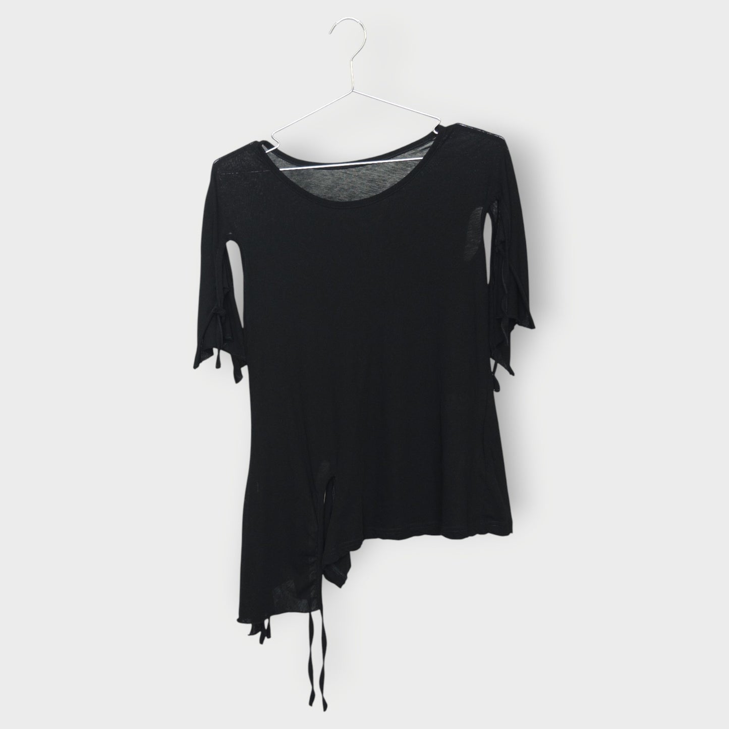 Asymmetrical Tie Arm Drape Top
