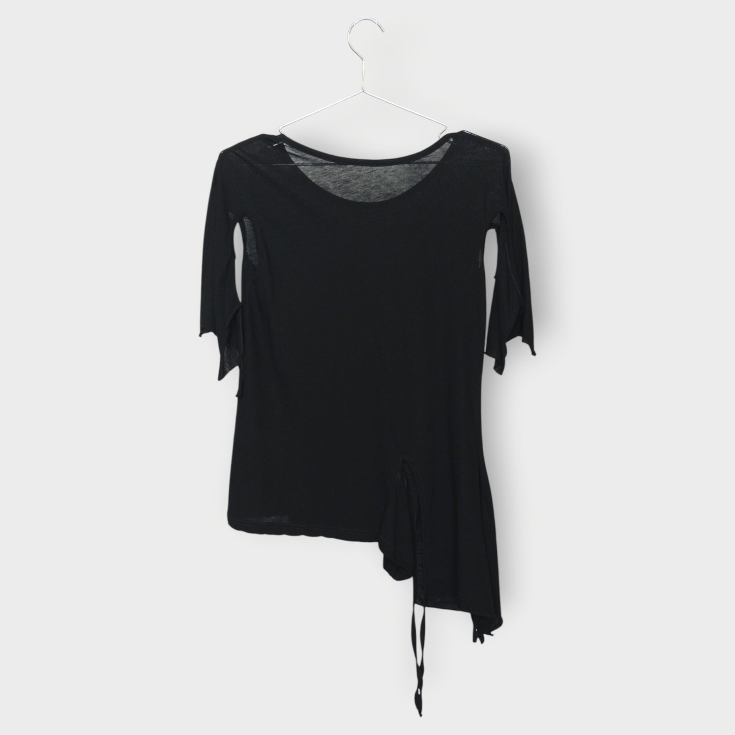 Asymmetrical Tie Arm Drape Top