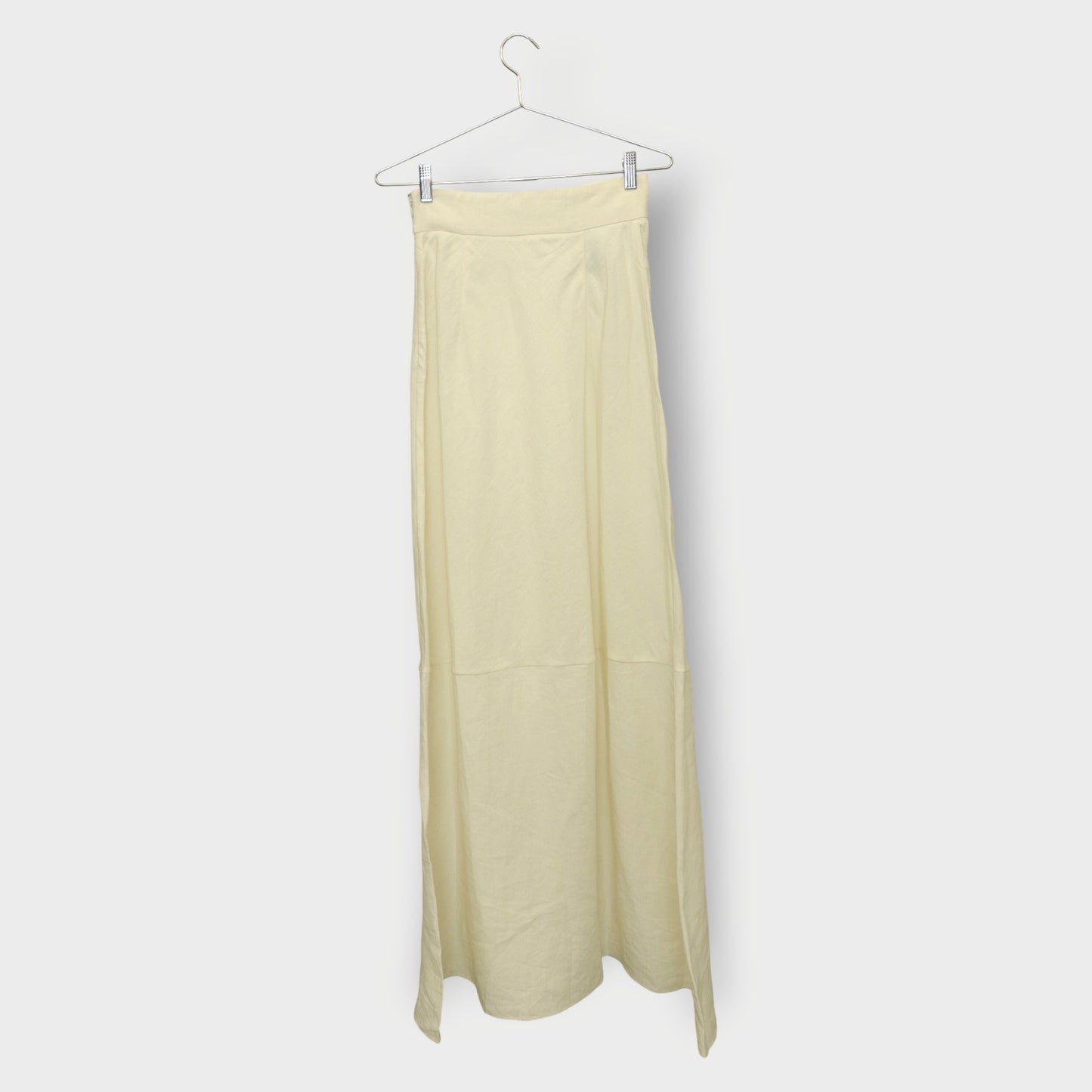 Beige Linen High-Rise Maxi Skirt