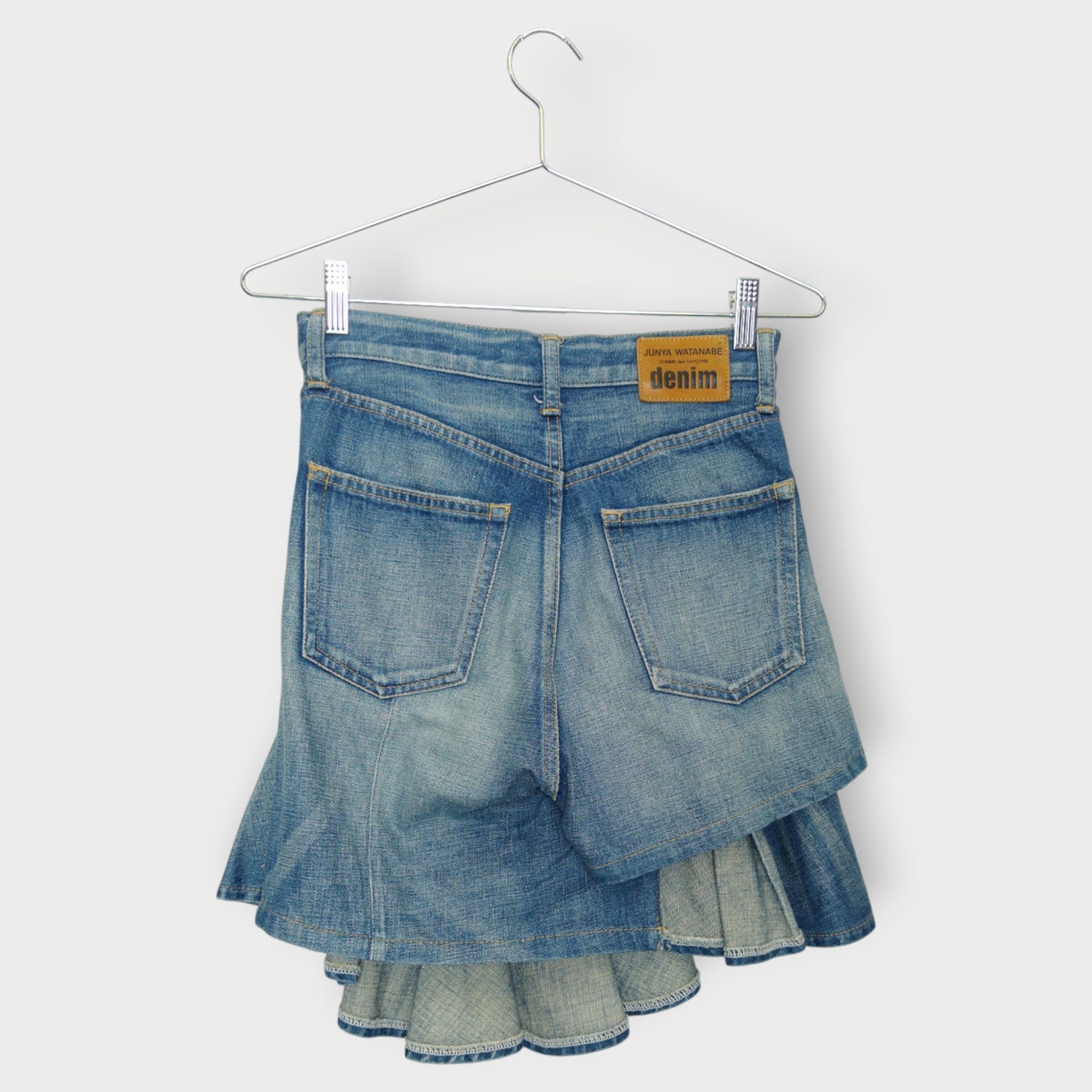 Denim Asymmetrical Ruffle Mini Skirt
