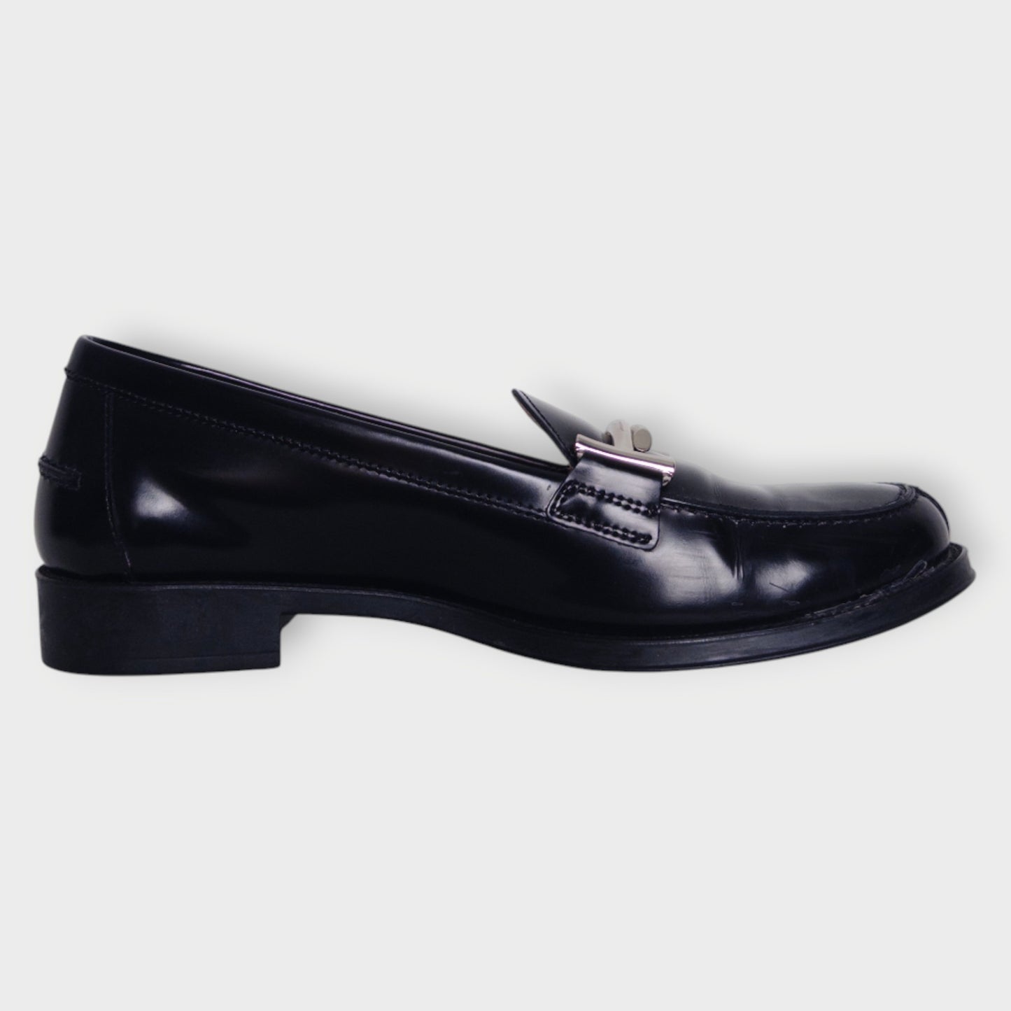 Leather & Silver Hardware Loafers