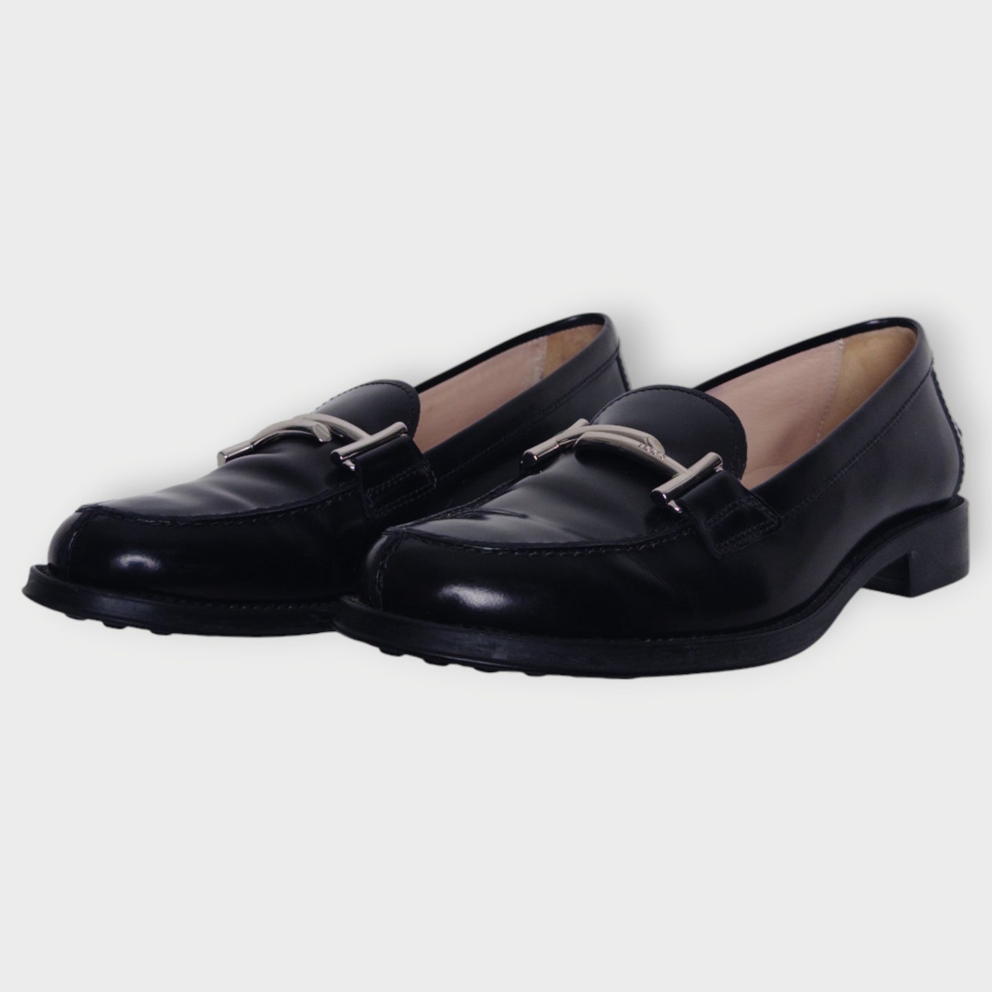 Leather & Silver Hardware Loafers