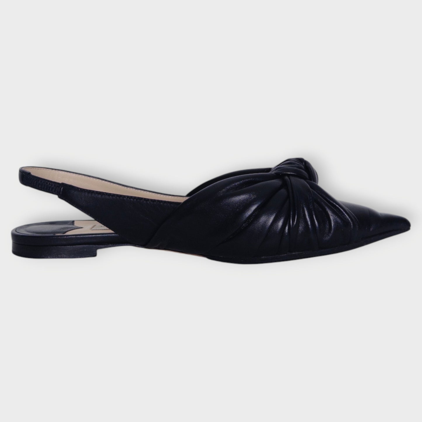 Leather Bow Pointed Toe Slingbacks