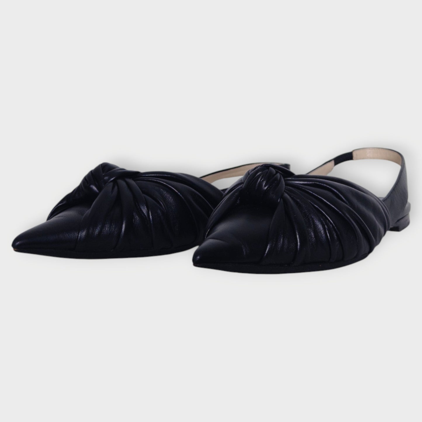 Leather Bow Pointed Toe Slingbacks