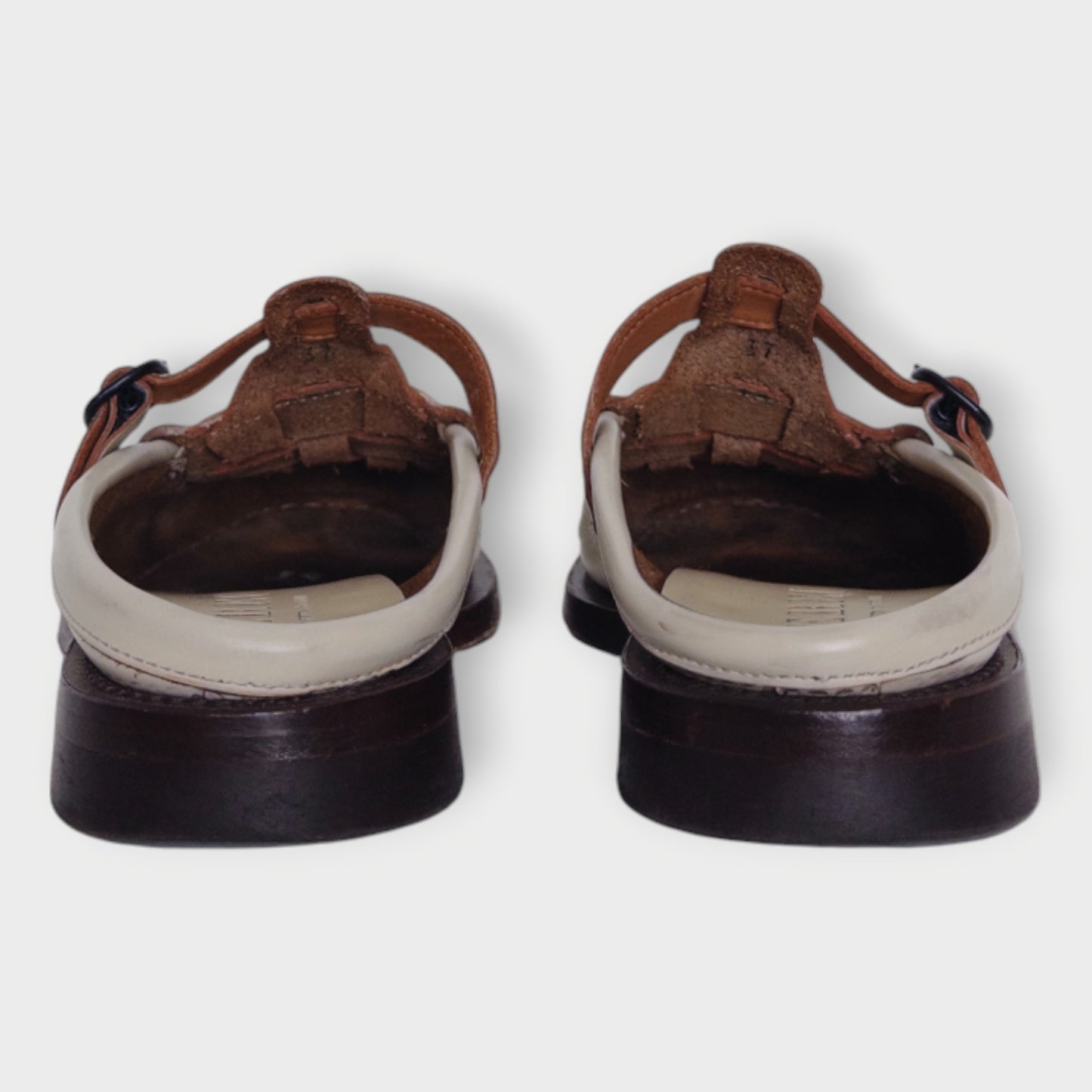 Leather Woven T-Bar Bonell Mules