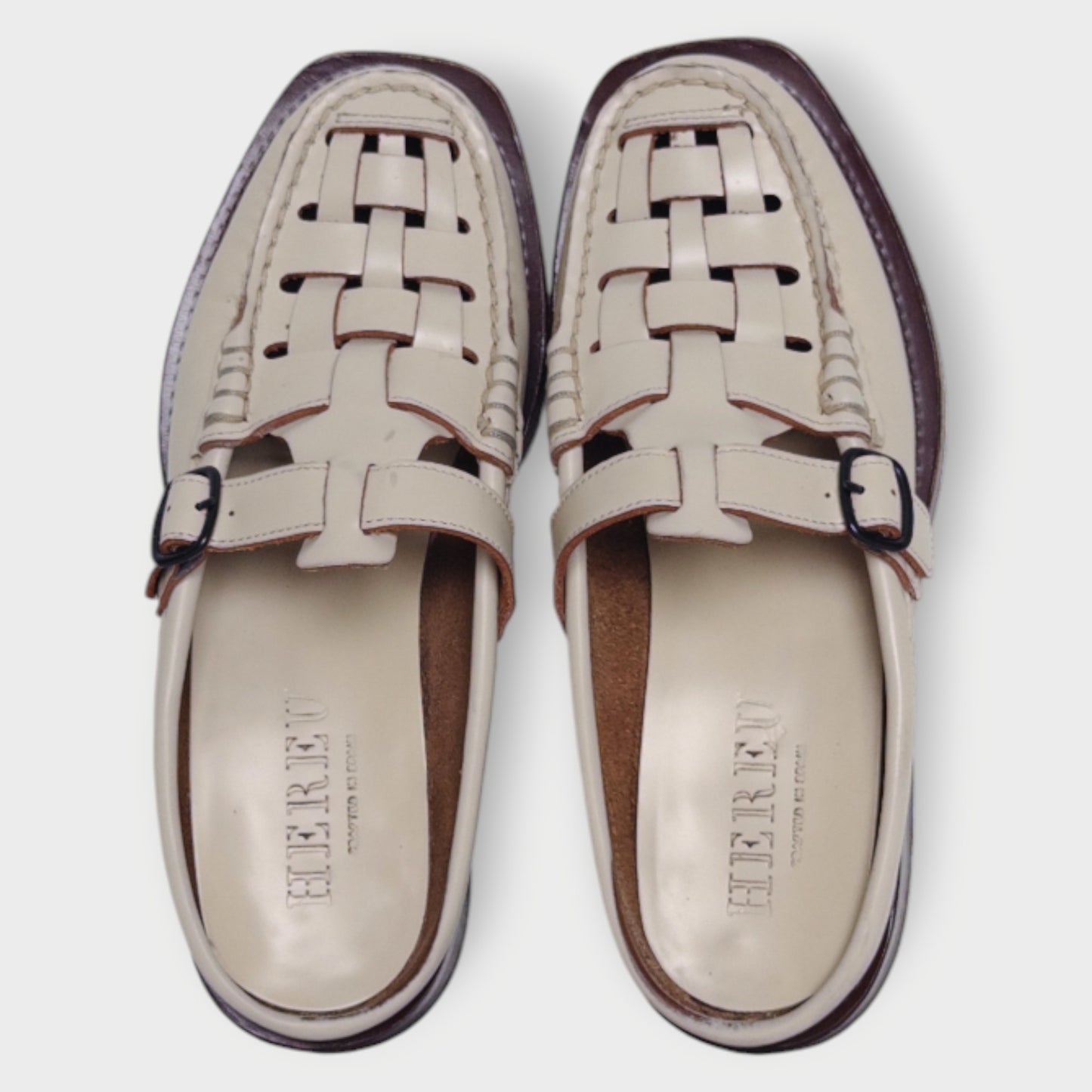 Leather Woven T-Bar Bonell Mules