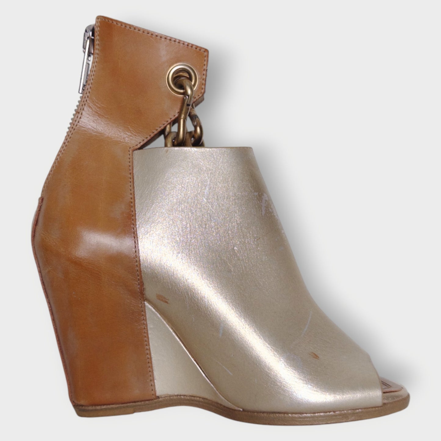 Peep Toe Chain Detail Wedge Heel