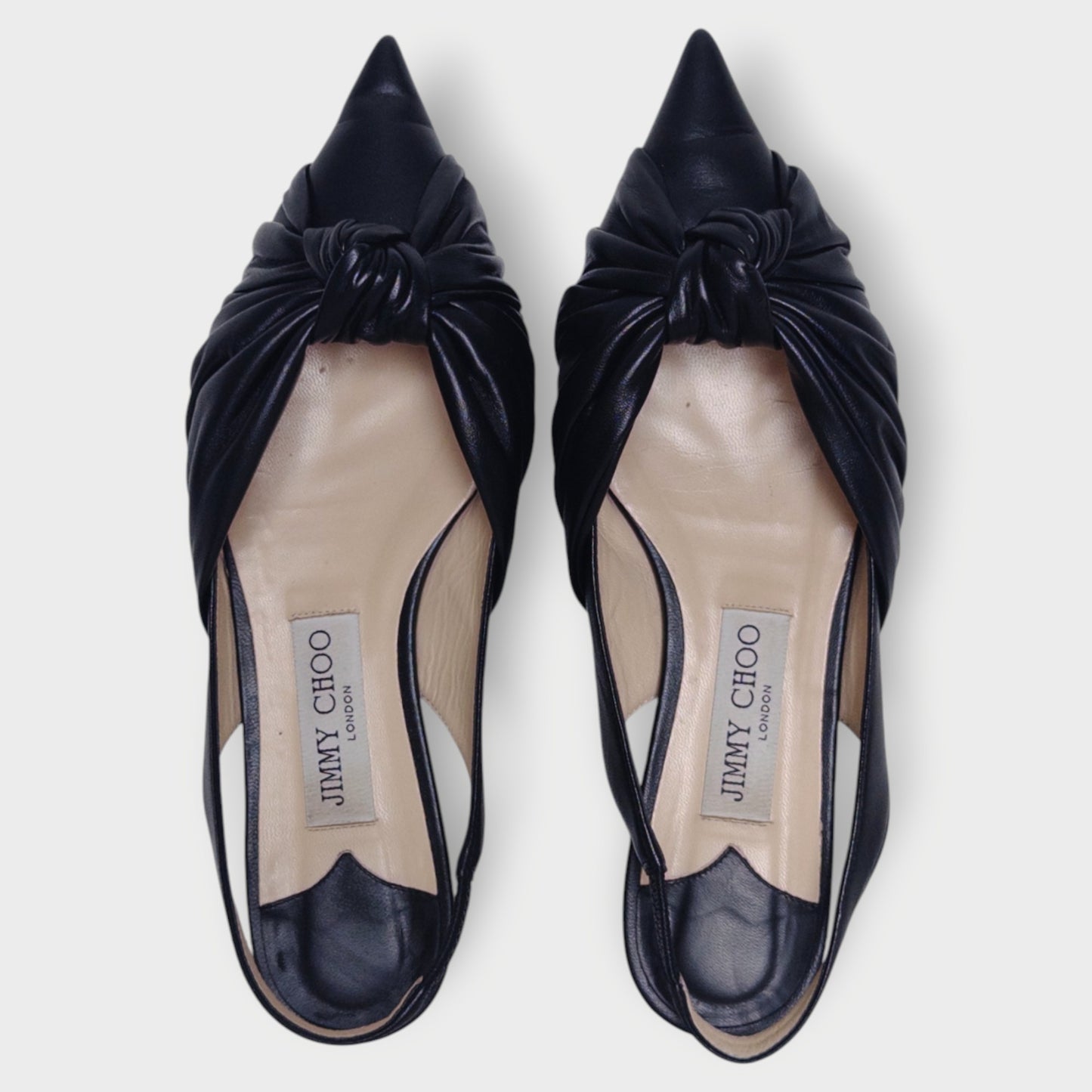 Leather Bow Pointed Toe Slingbacks