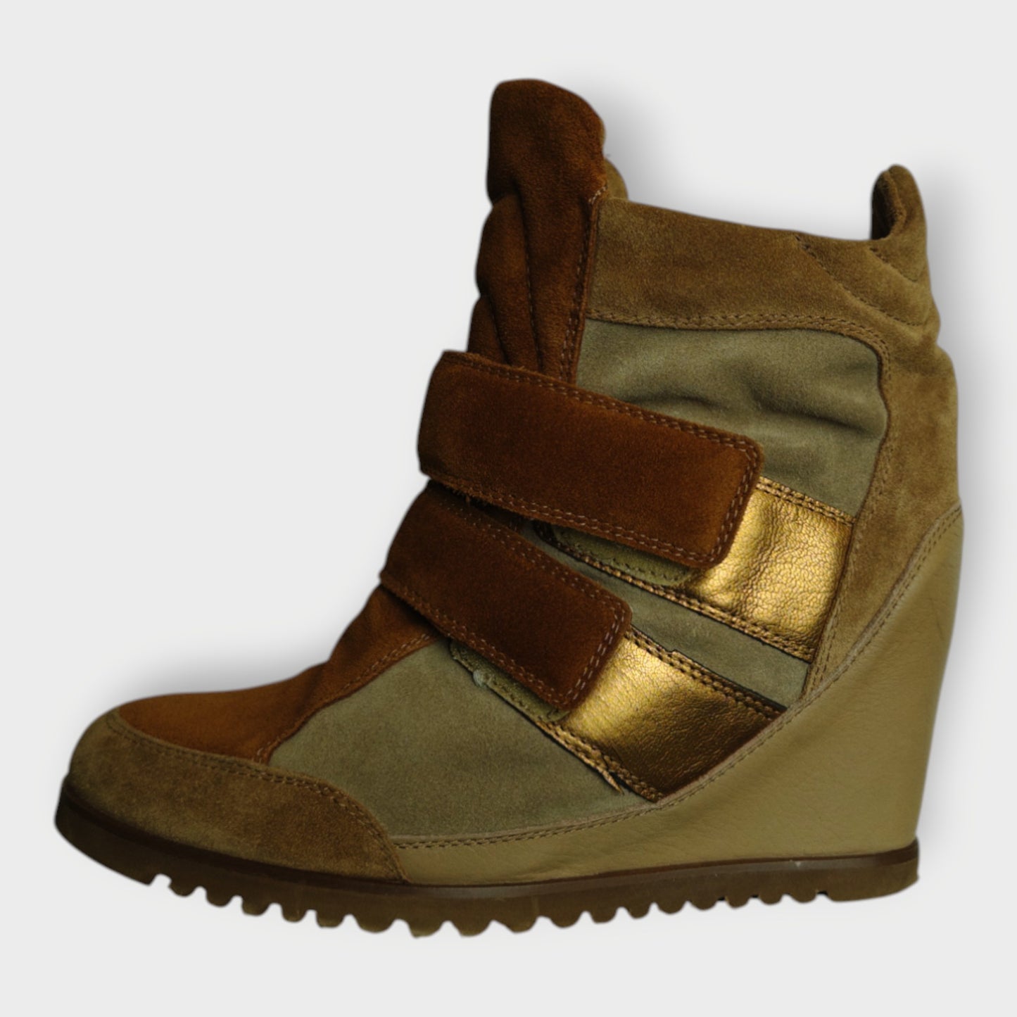 Suede shearling Lined Heeled Sneaker