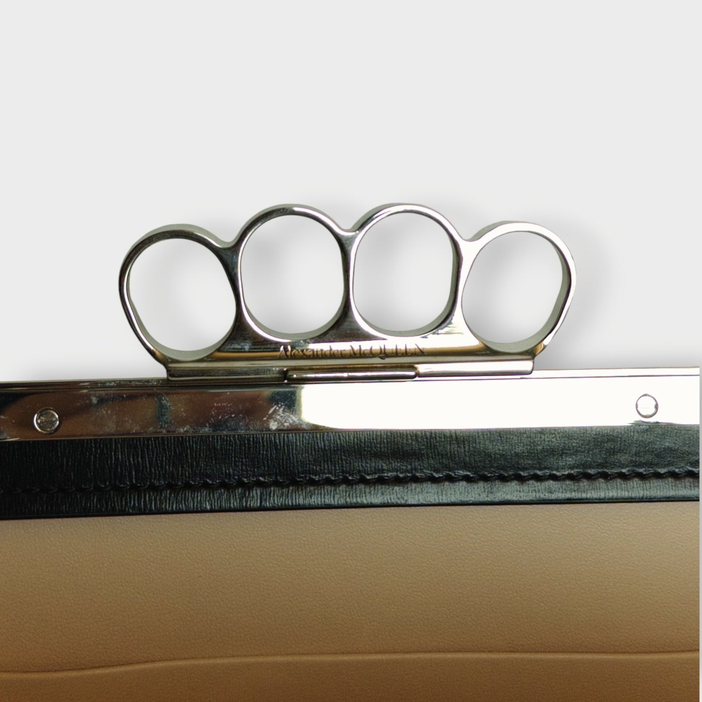 Leather Four Ring Frame Bag