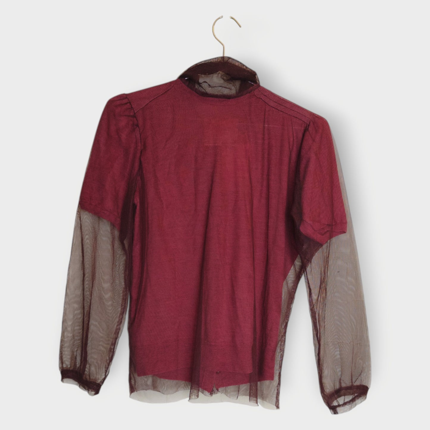 Wool Mesh Pussy Bow Top