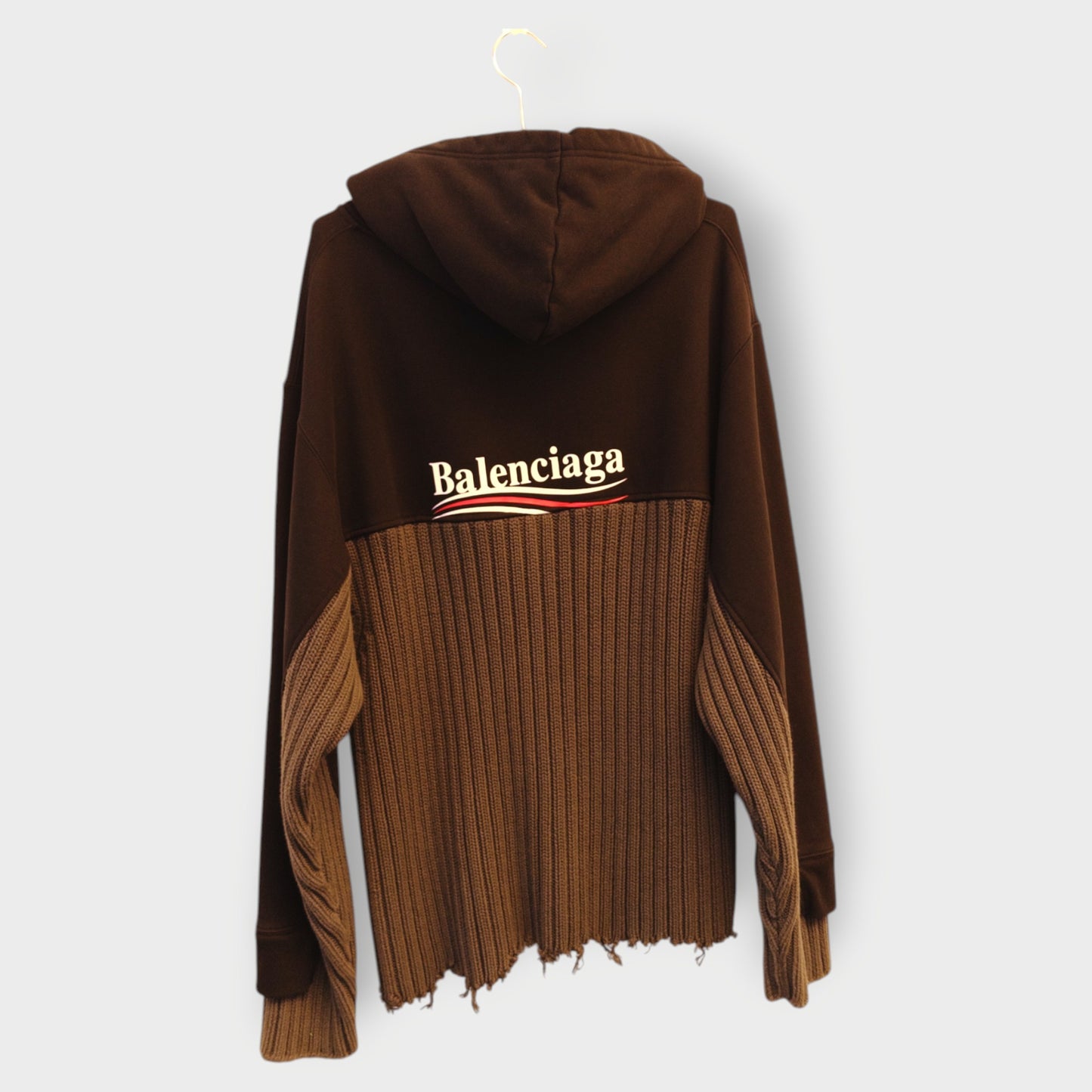 Spliced Ribbed Hoodie