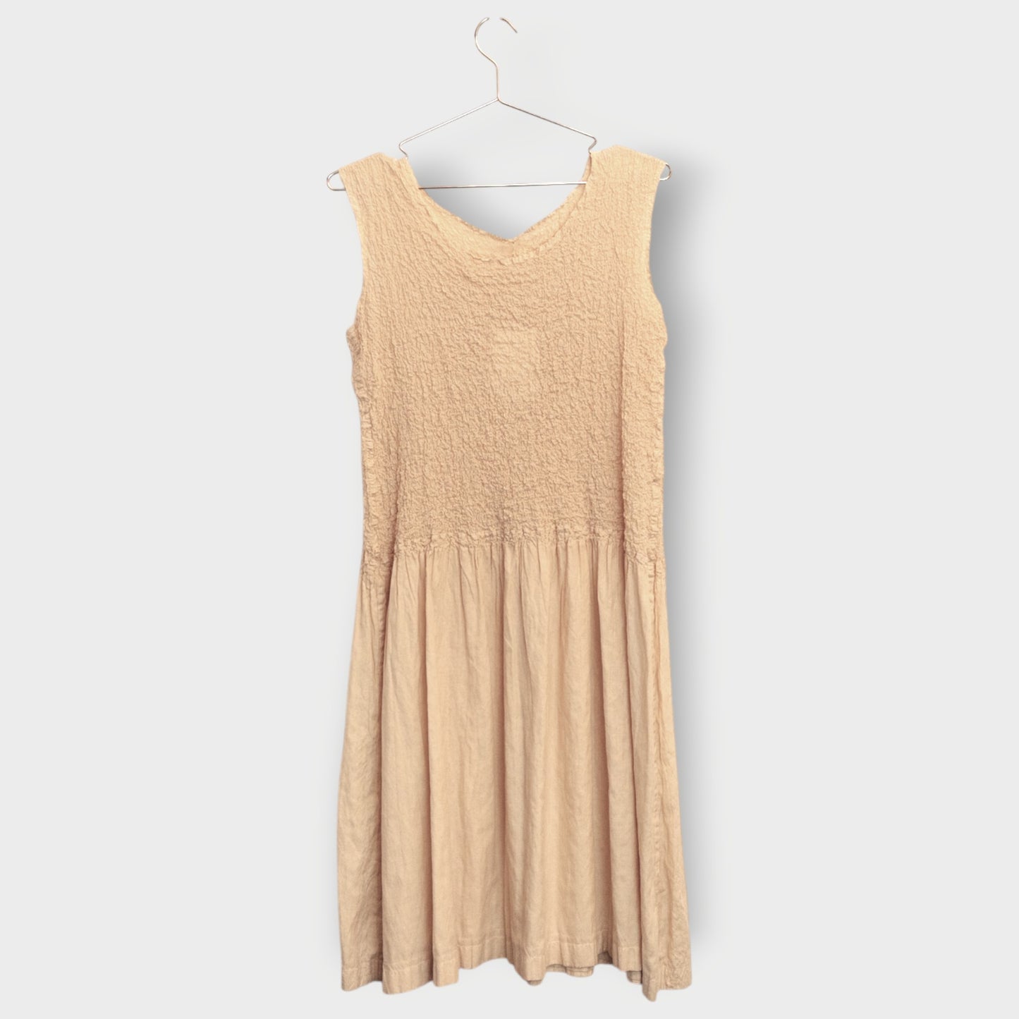 Cotton Popcorn Gathered Midi Dress