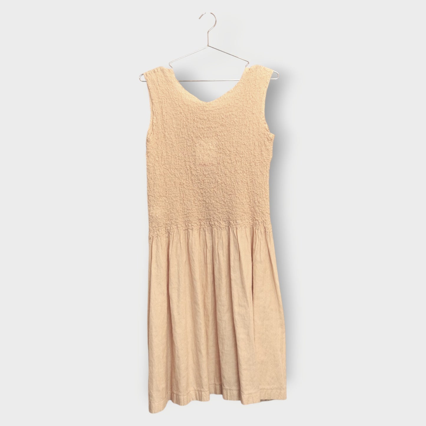 Cotton Popcorn Gathered Midi Dress